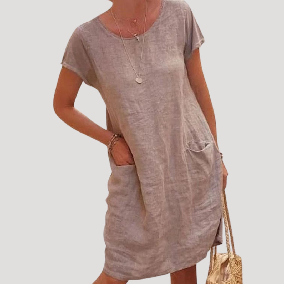 Women’s cotton midi summer dress short sleeve casual