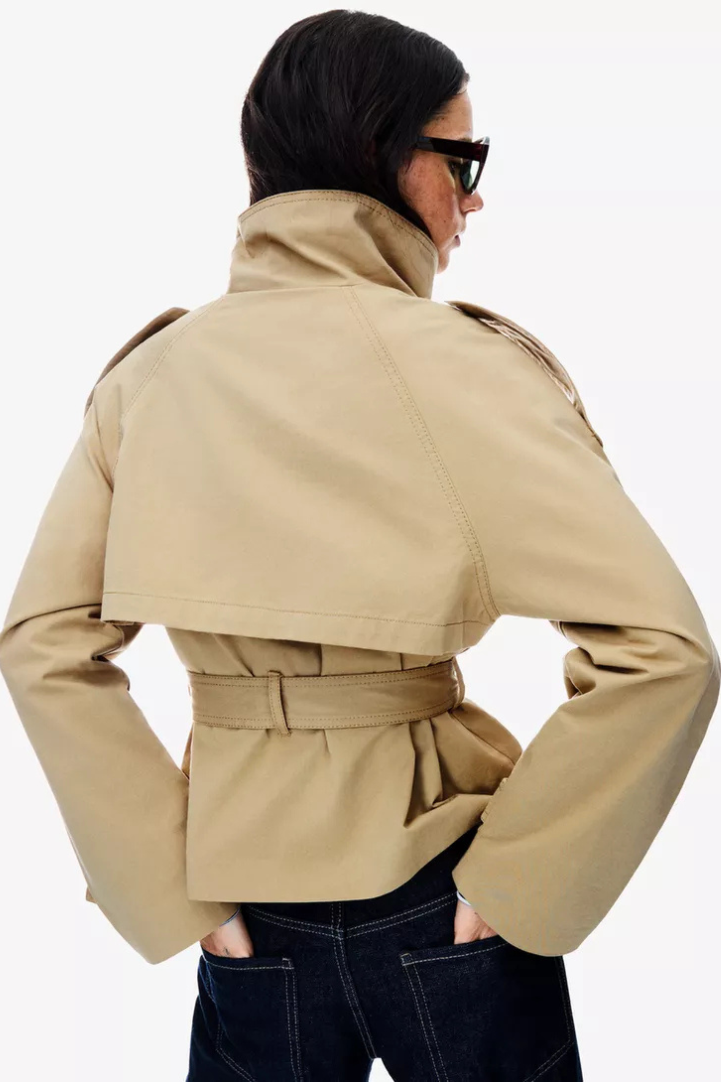 Women’s Short Trench Jacket – Modern Double-Breasted Lightweight Coat