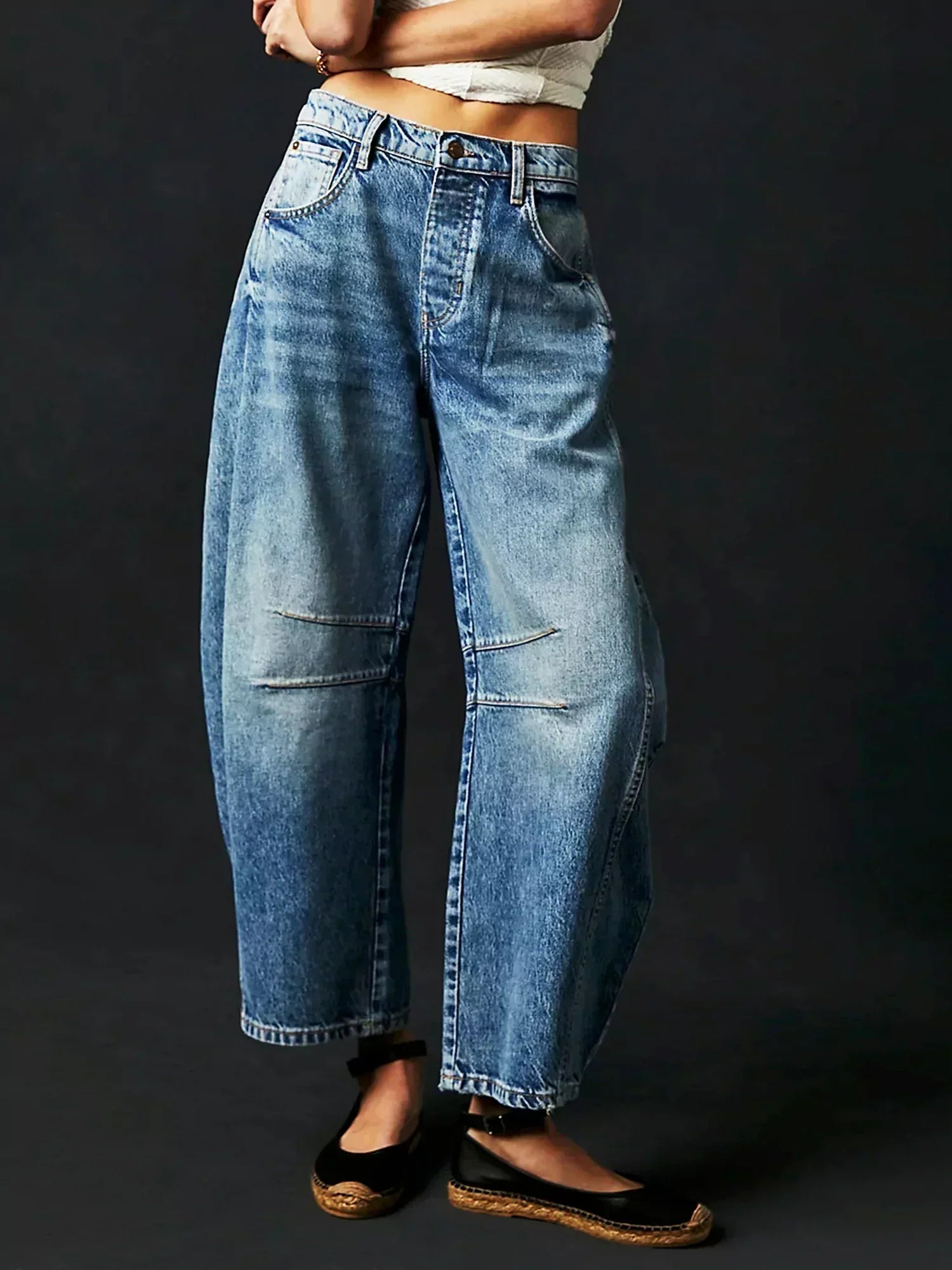 Women’s Wide-Leg Leopard Print Jeans – High-Waist Statement Trousers