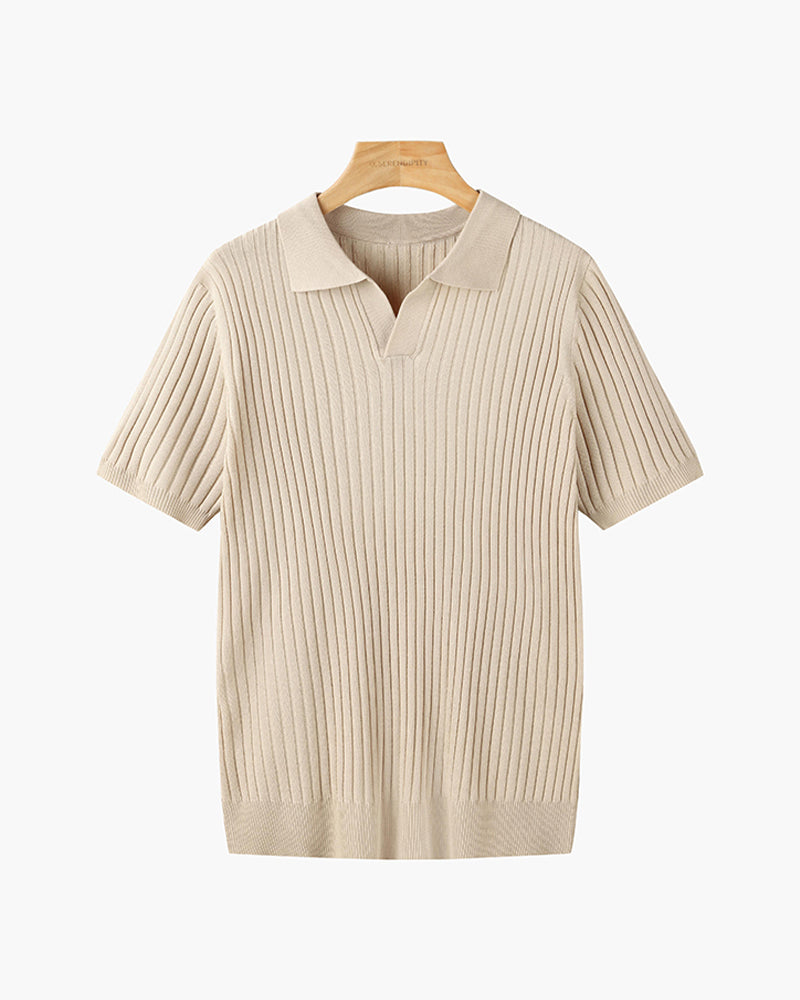 Ribbed Knit Polo Shirt – Smart Minimalist Style