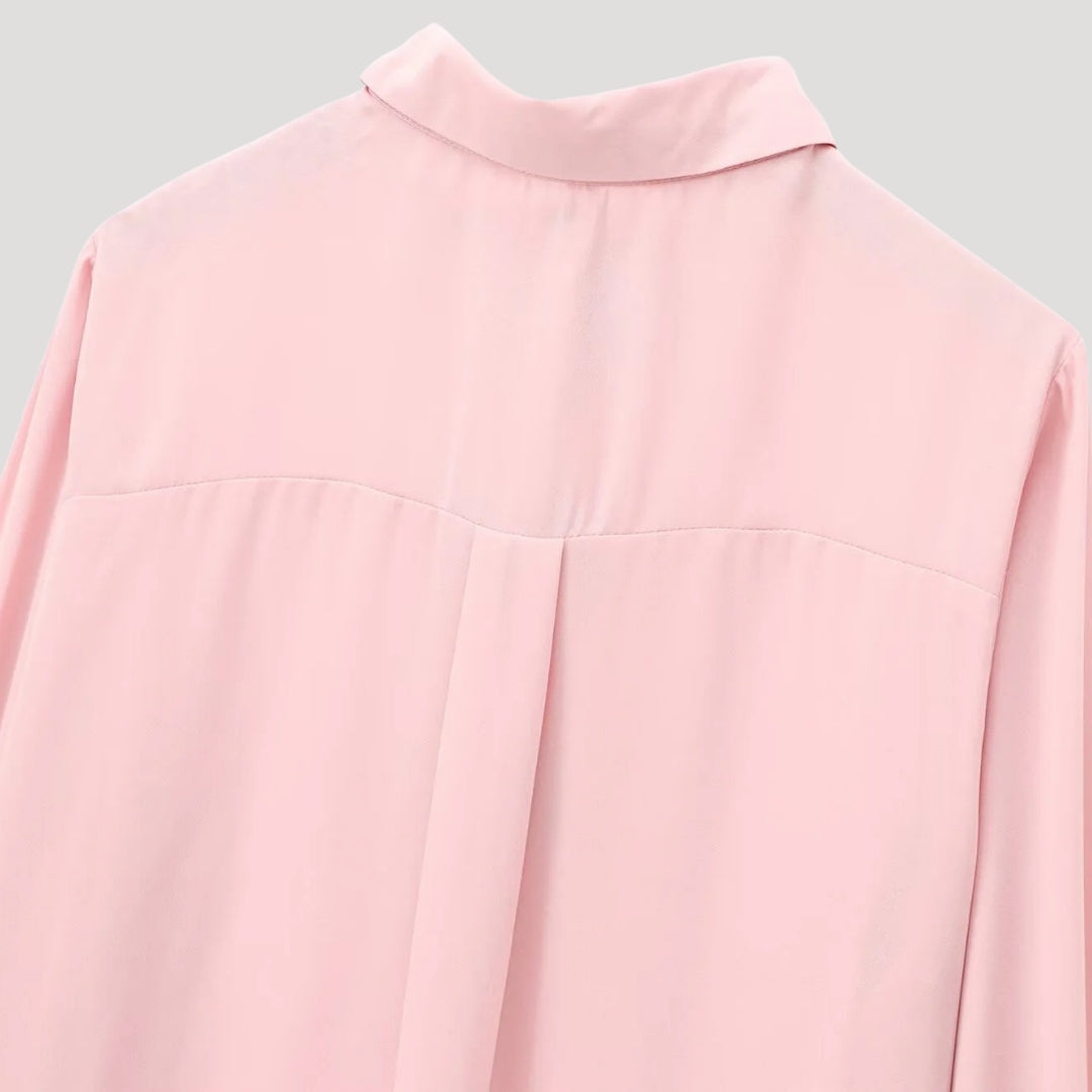 Polka Dot Chiffon Blouse with Bow Details – Cream