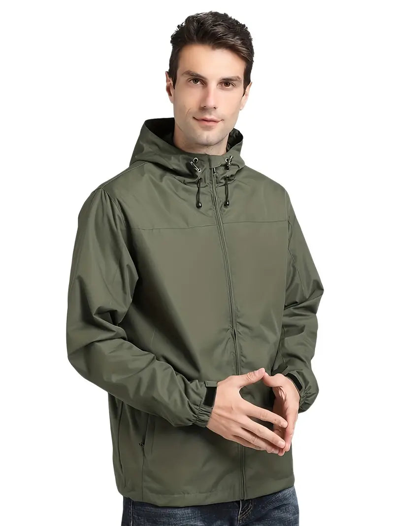 Men’s Classic Waterproof Hooded Jacket – Lightweight & Wind-Resistant