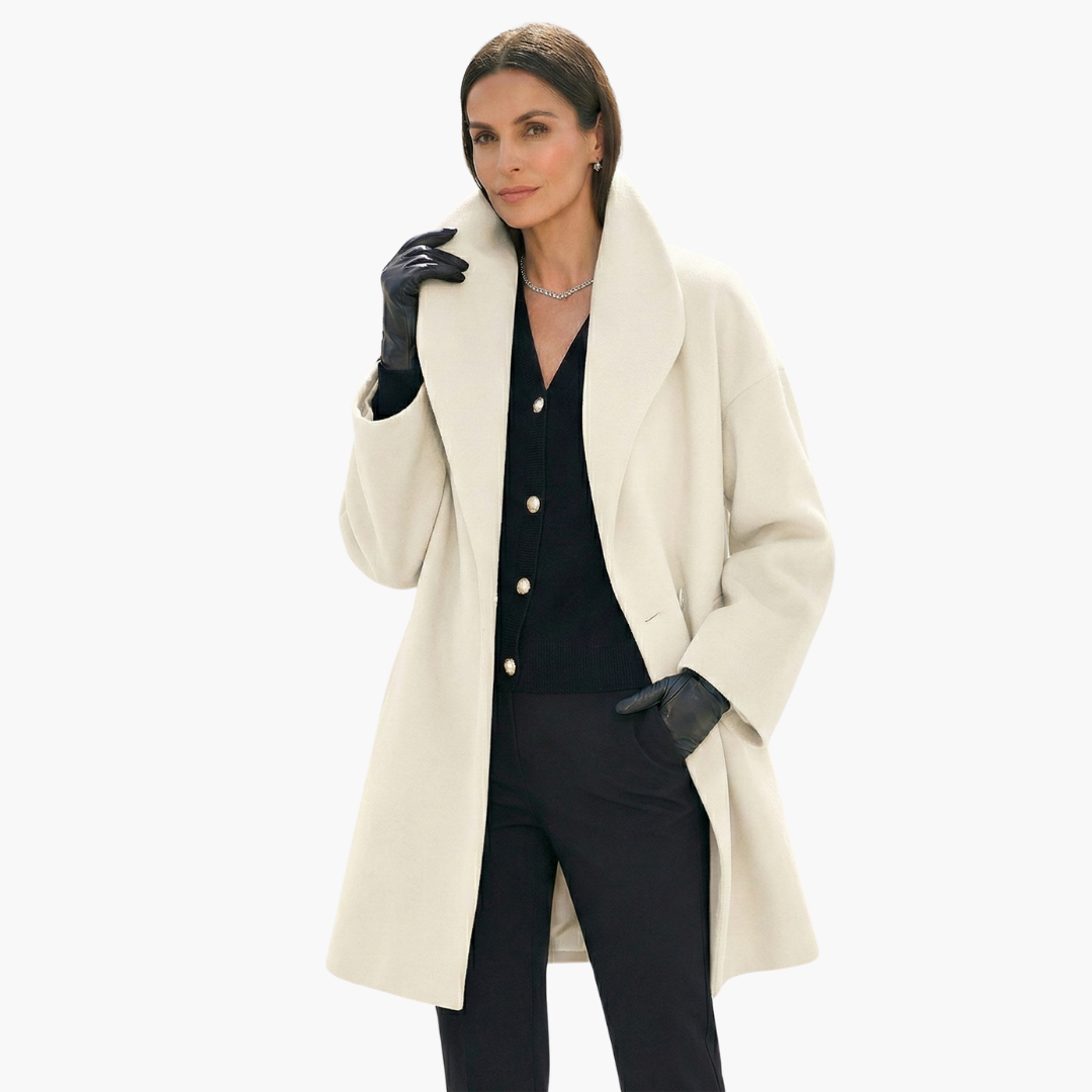 Women’s Oversized Wool-Blend Coat – Elegant Draped Winter Jacket