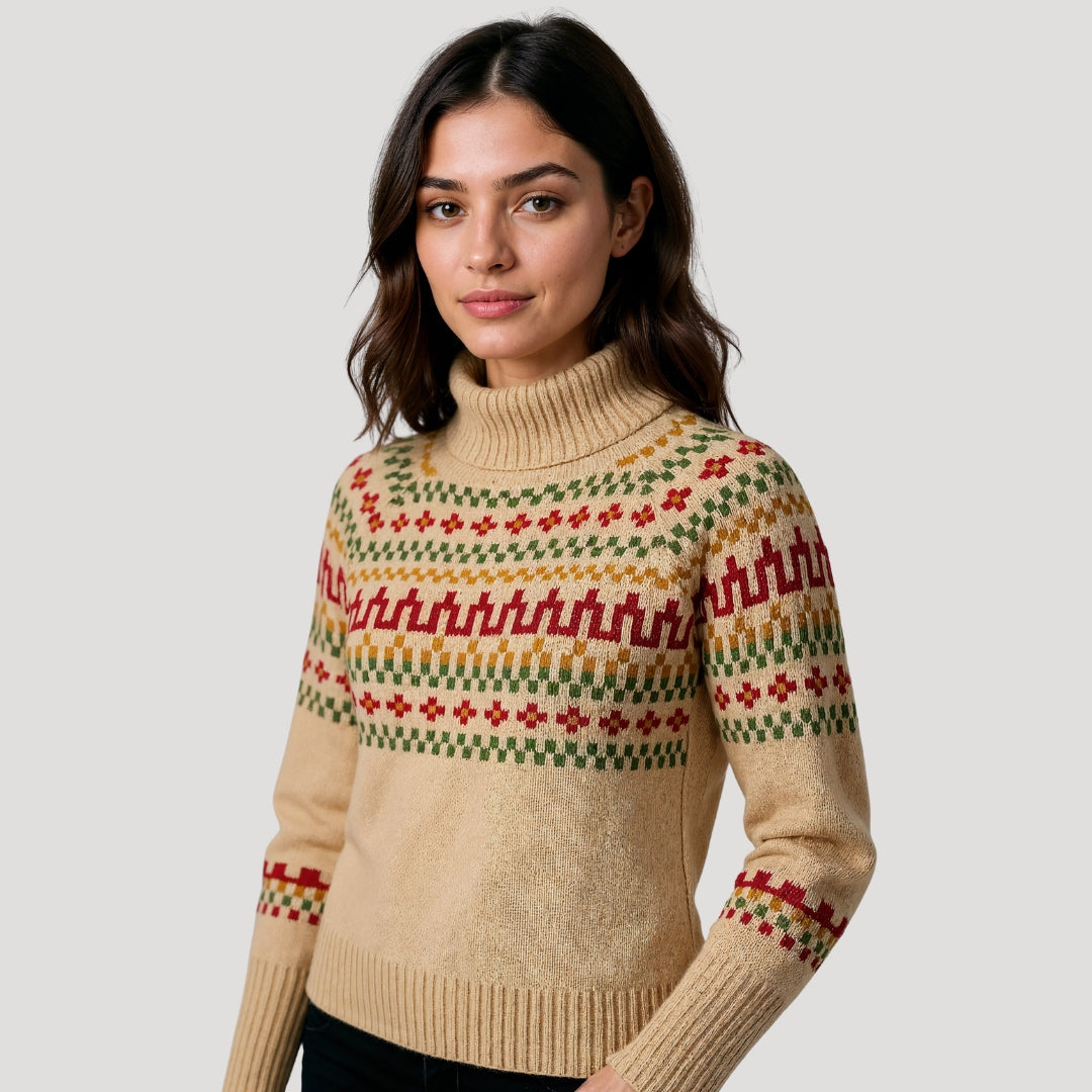 Women’s Nordic Knit Turtleneck Sweater – Winter Edition