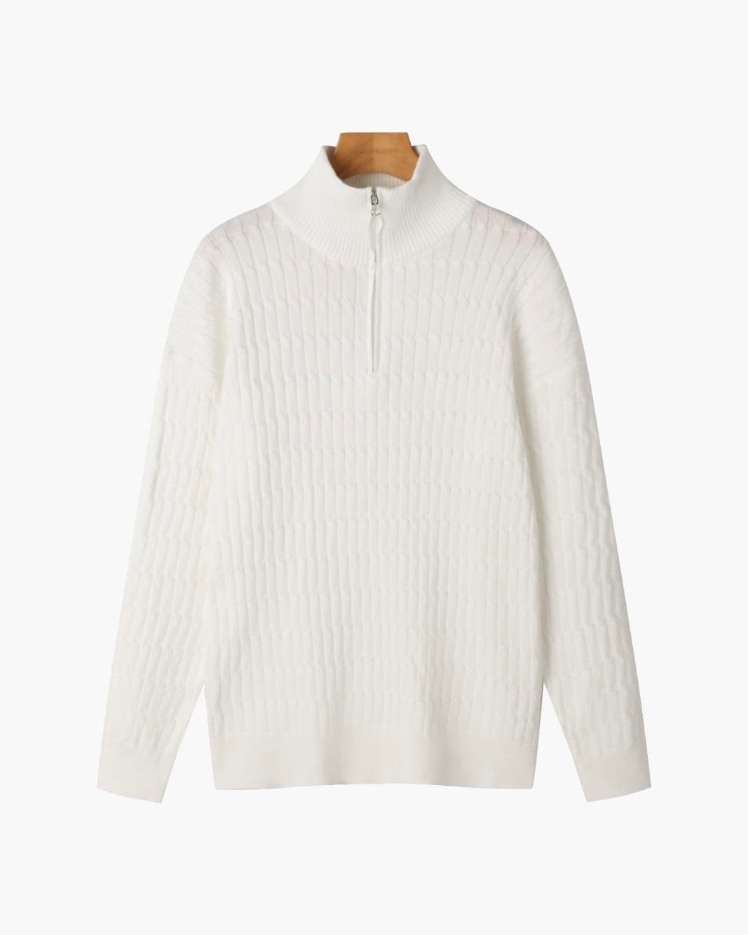 Men’s Cable Knit Half-Zip Sweater – Premium Soft Cotton Blend Jumper