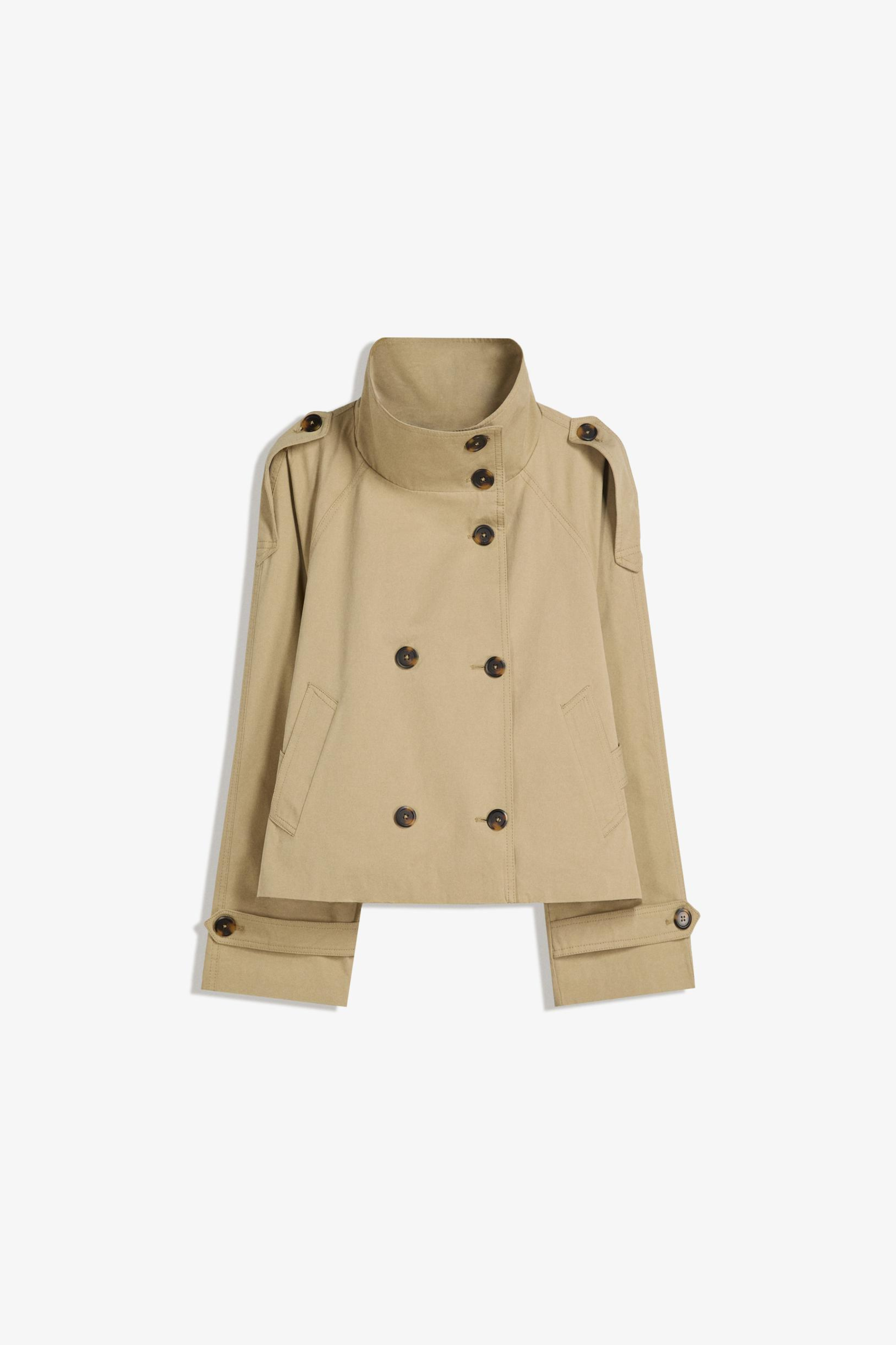 Women’s Short Trench Jacket – Modern Double-Breasted Lightweight Coat