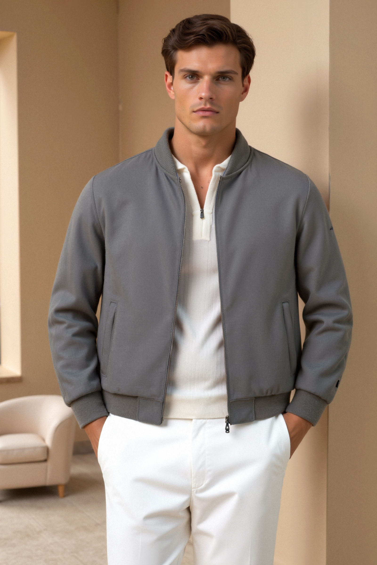 Men’s Minimalist Bomber Jacket – Sleek Lightweight Design & Modern Street Style