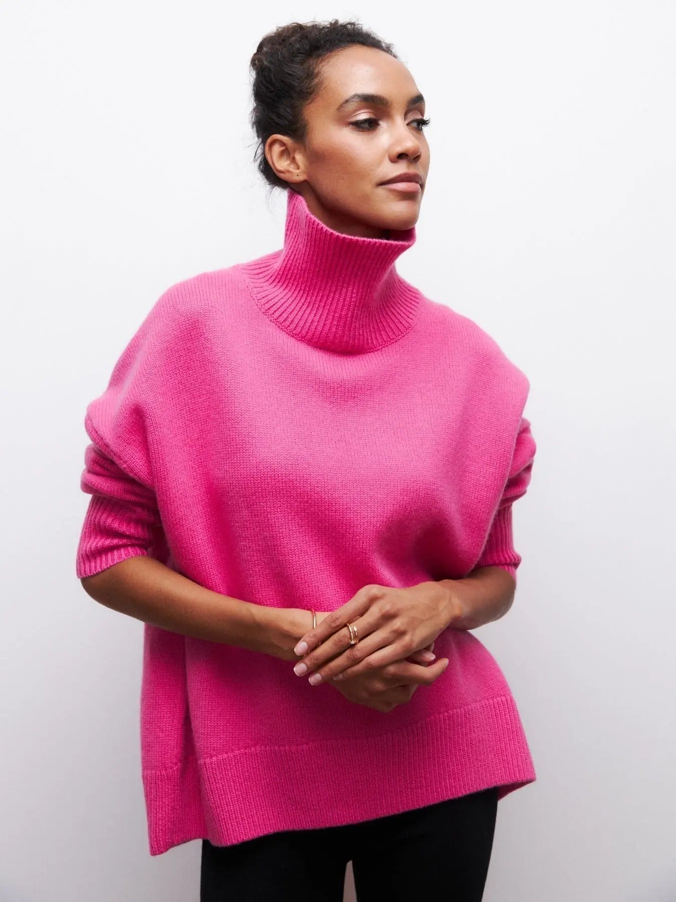 Cozy High-Neck Knit Sweater – Relaxed Chic Fit