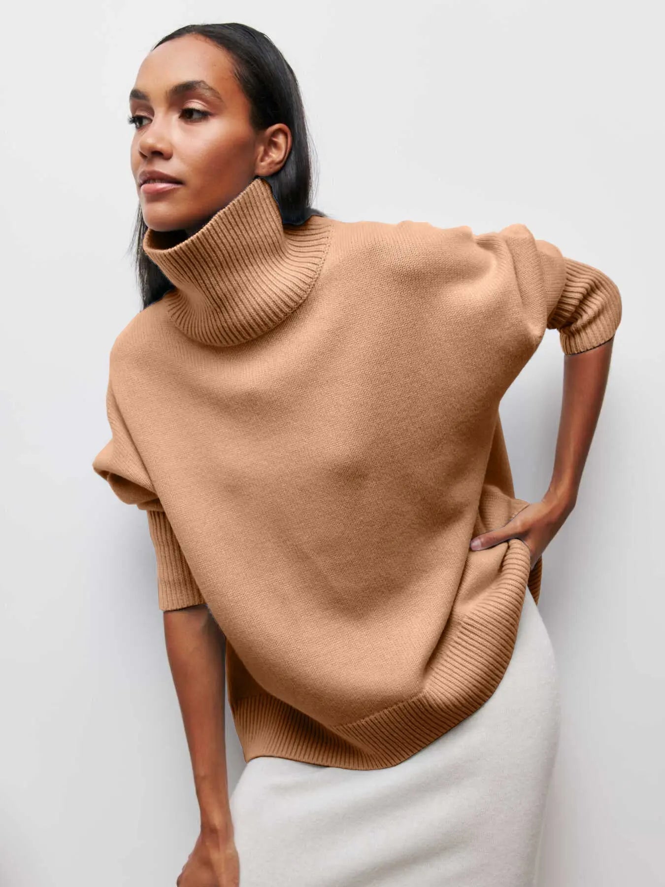 Cozy High-Neck Knit Sweater – Relaxed Chic Fit