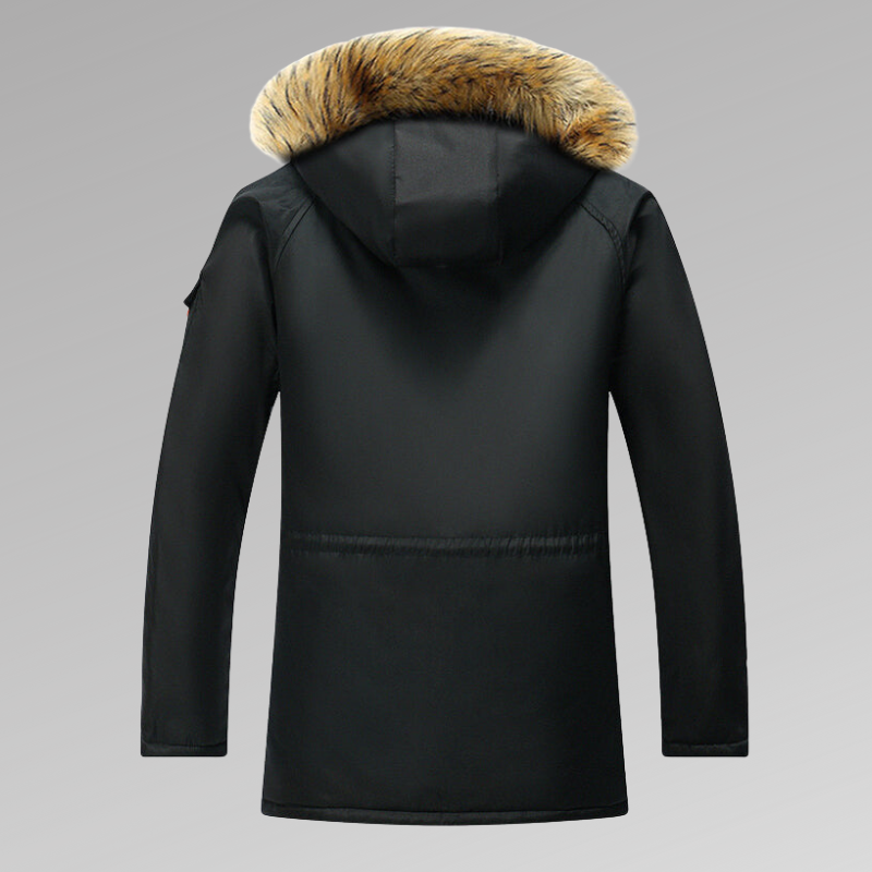 Men’s Waterproof Parka with Faux Fur Hood – Thermal Winter Coat