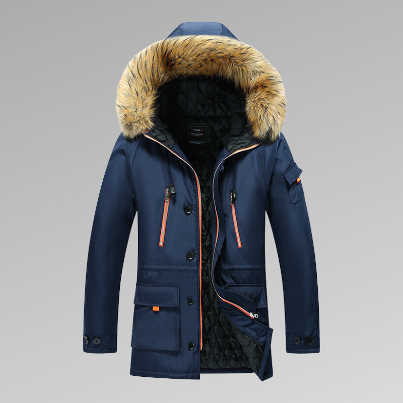 Men’s Waterproof Parka with Faux Fur Hood – Thermal Winter Coat