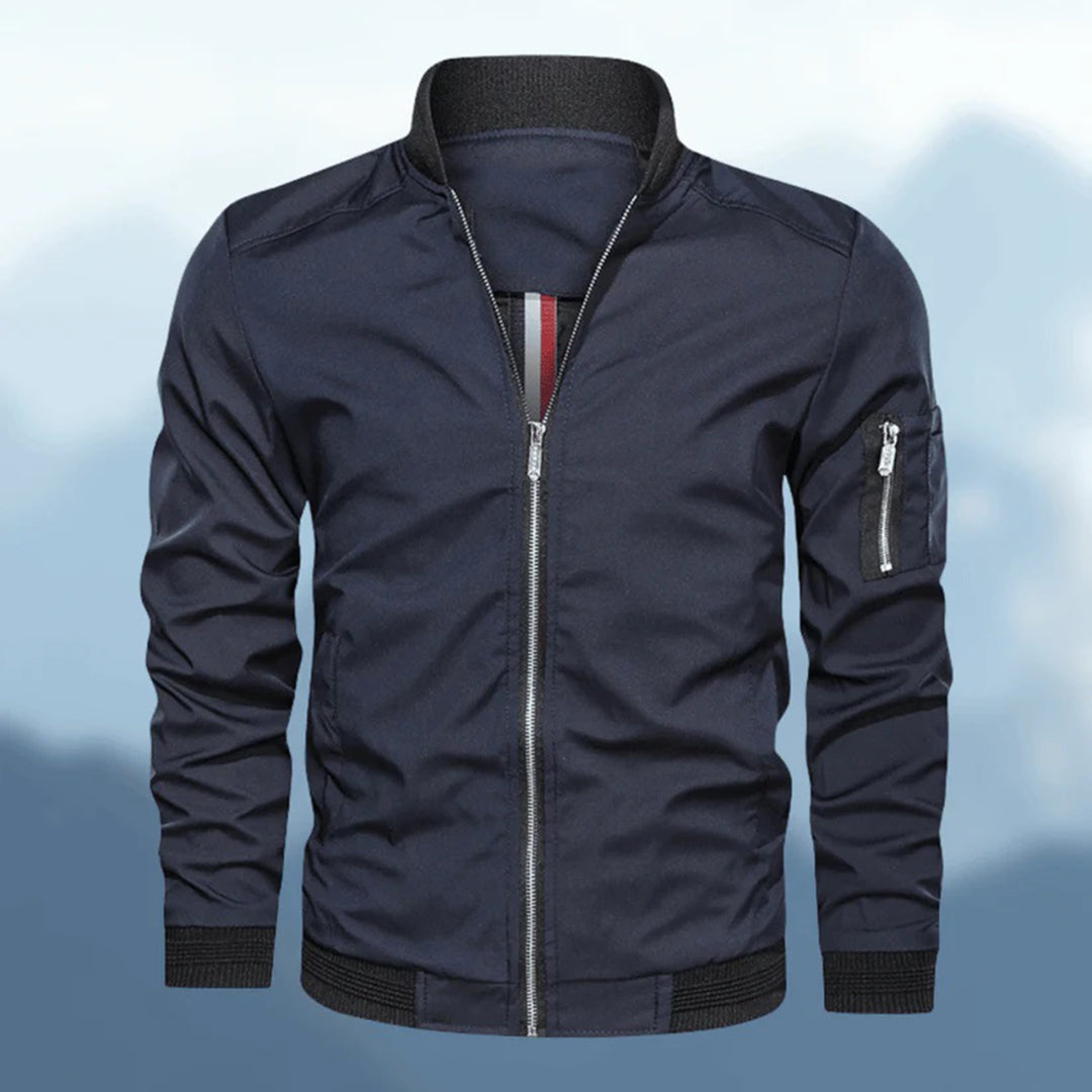 Men’s Jet Black Bomber Jacket – Minimalist Design, Maximum Style