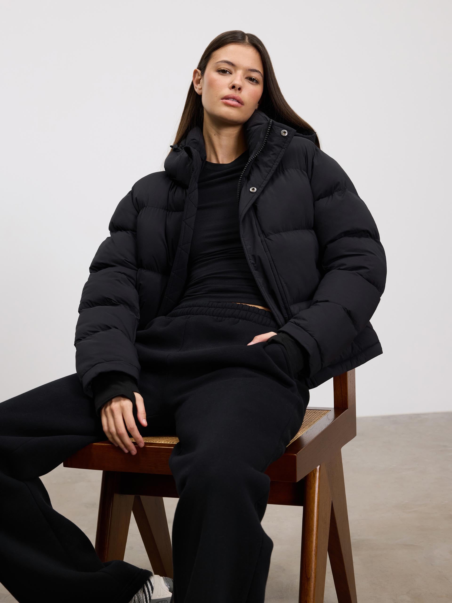 Women’s Classic Short Puffer Jacket – Warm Hooded Winter Coat