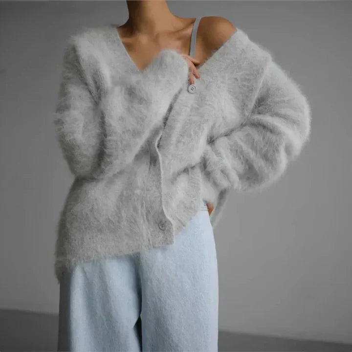 Cardigan - Fine Fiber Blend Knit & Soft Draping Warmth