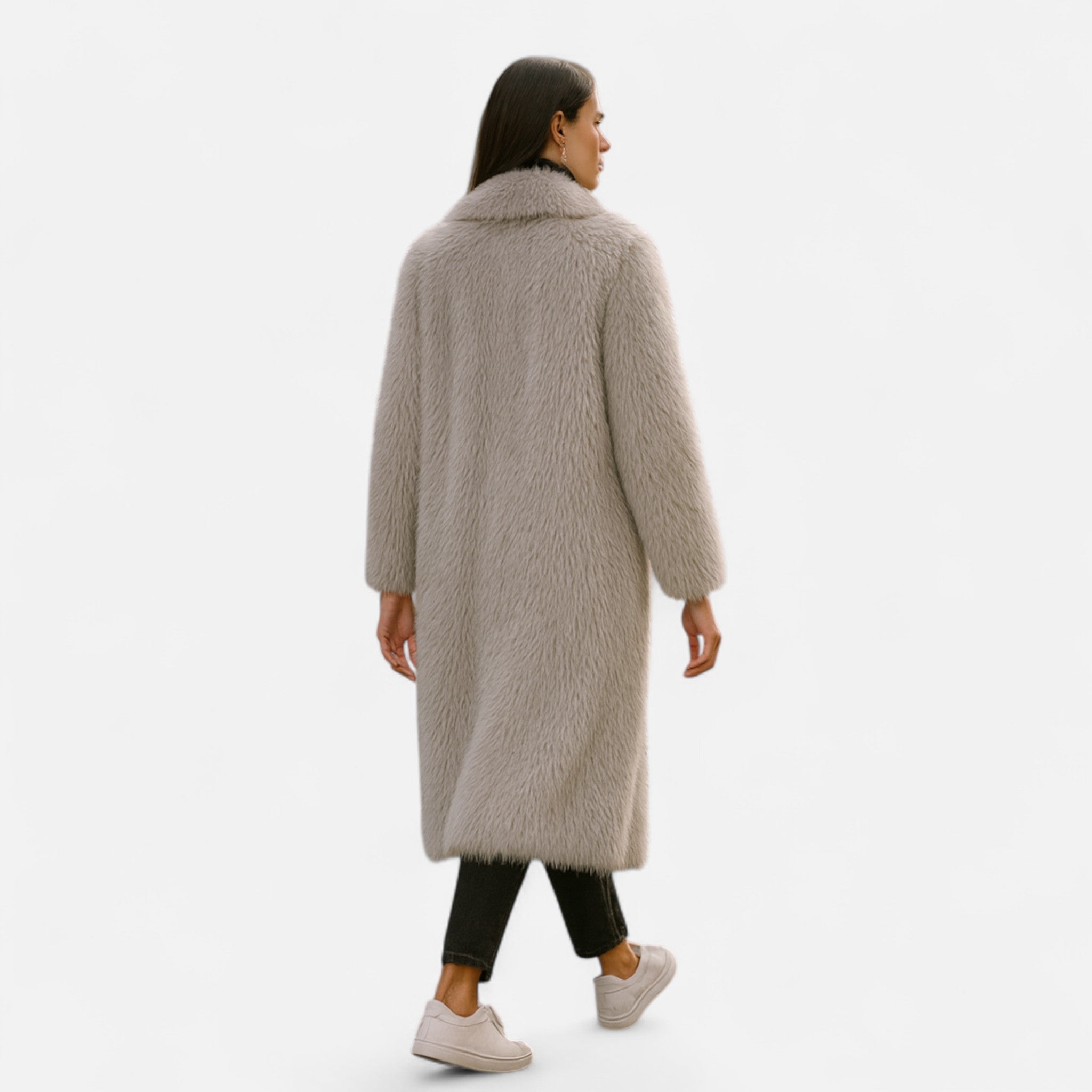 Luxury Long Faux Fur Coat – Women's Elegant Winter Comfort