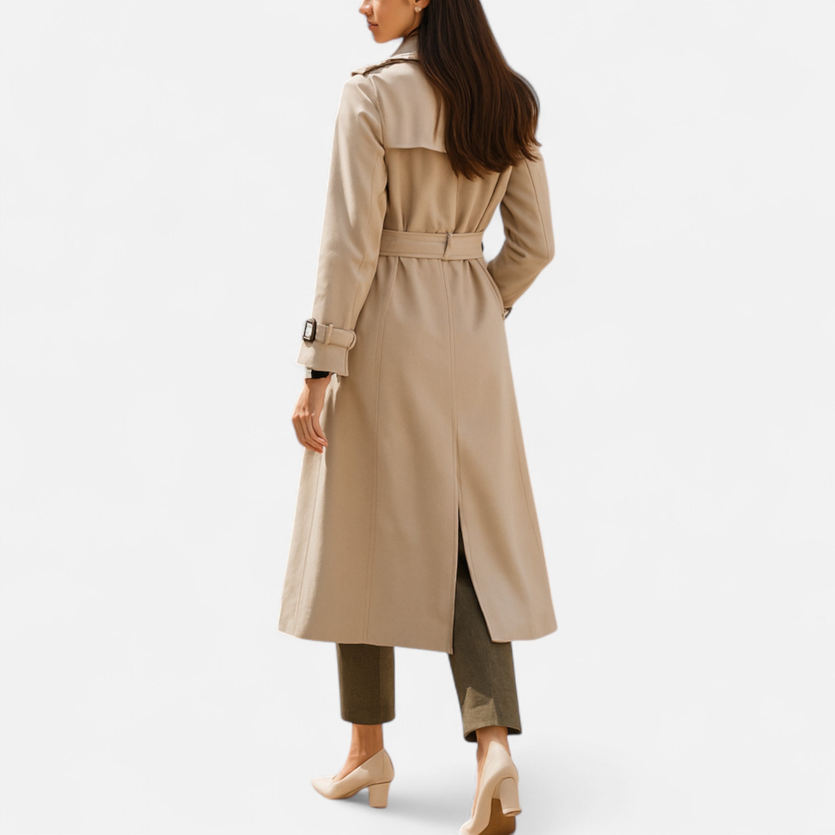 Premium Long Trench Coat – Women’s Classic Tailored Elegance