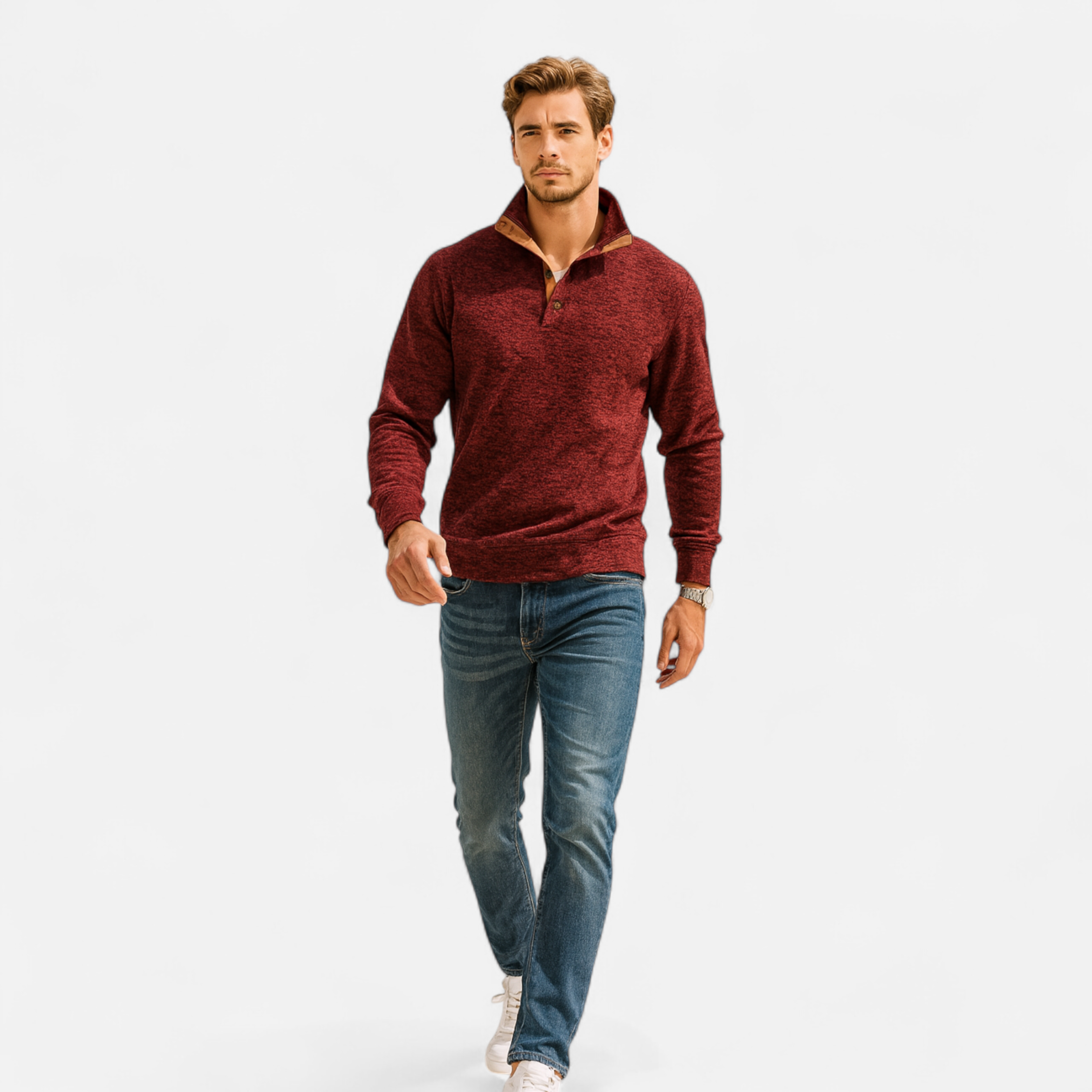 Heritage Quarter-Button Knit Sweater – Warm Rustic Style