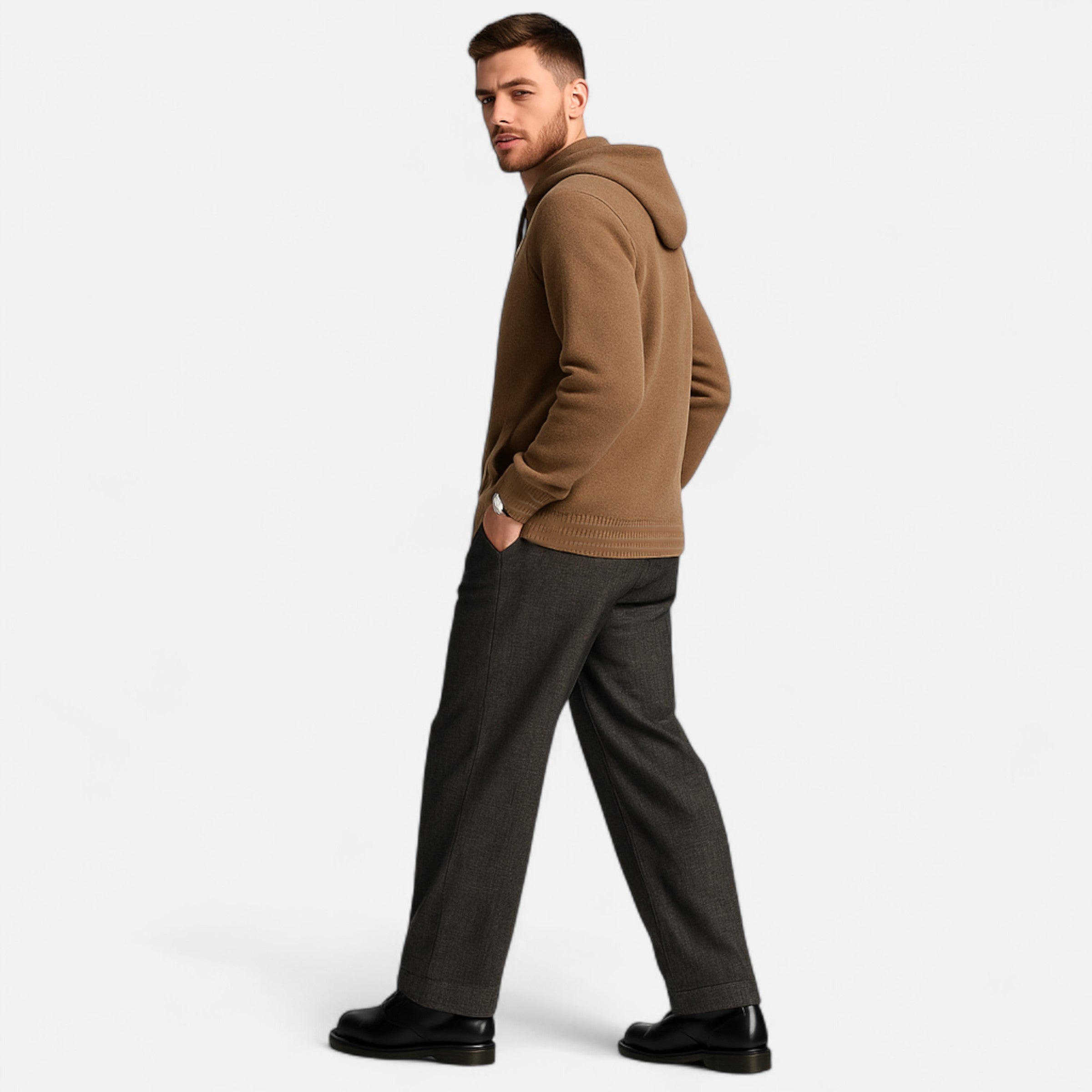 Premium Knit Hooded Zip Cardigan – Warm Minimal & Stylish
