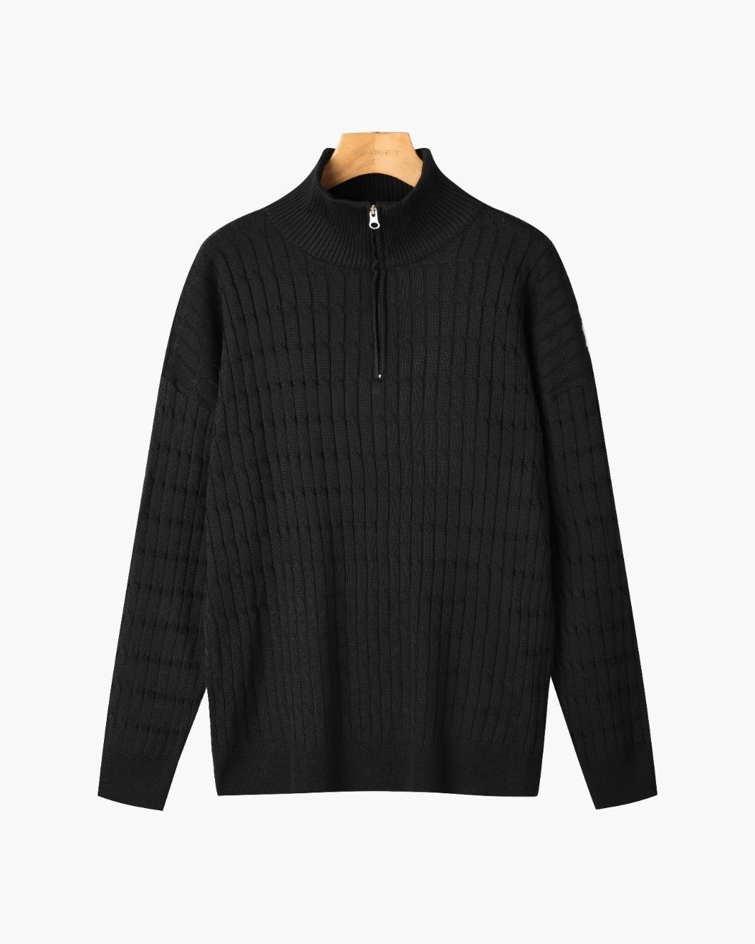 Men’s Cable Knit Half-Zip Sweater – Premium Soft Cotton Blend Jumper