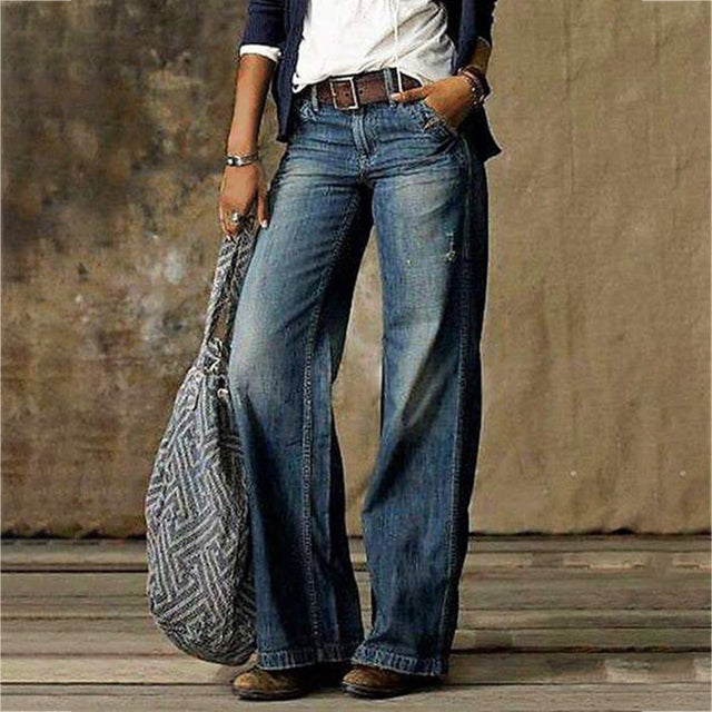 Women’s High-Waist Wide-Leg Jeans – Vintage Grey Denim