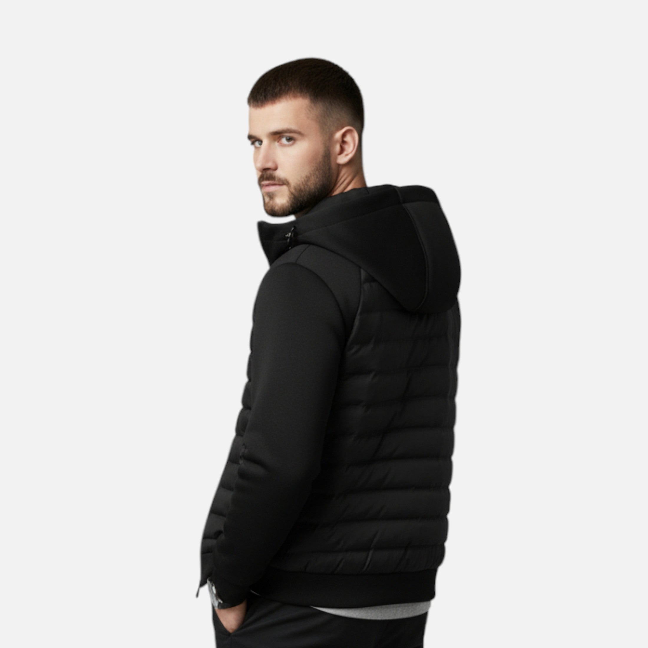 Men’s Lightweight Hybrid Puffer Jacket – Warm, Flexible & Modern Fit