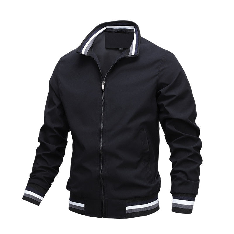 Men’s Striped Collar Bomber Jacket – Lightweight & Smart Casual Style