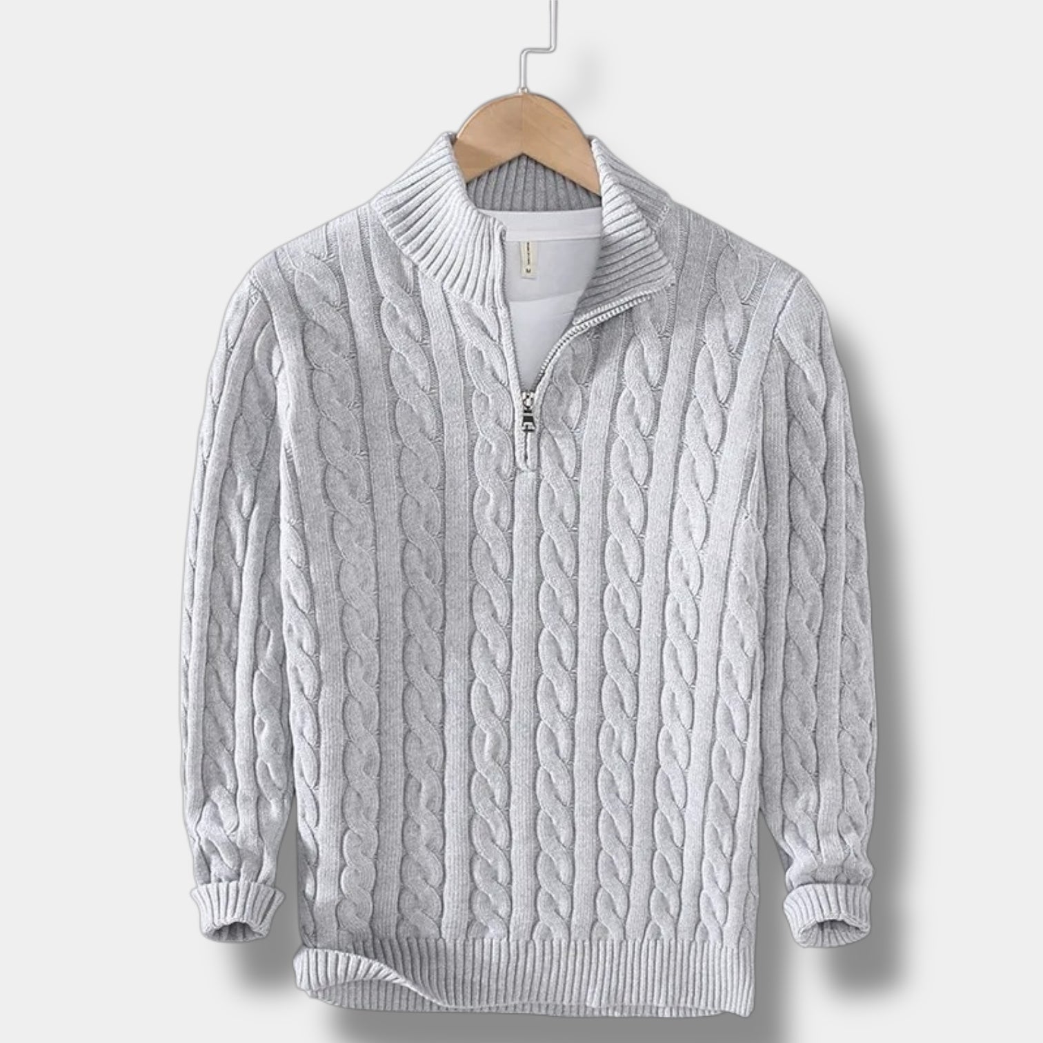 Men’s Cable Knit Half-Zip Sweater – Classic Warmth & Modern Style