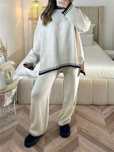Women’s Knitted Co-Ord Set – Relaxed Jumper & Wide-Leg Trousers