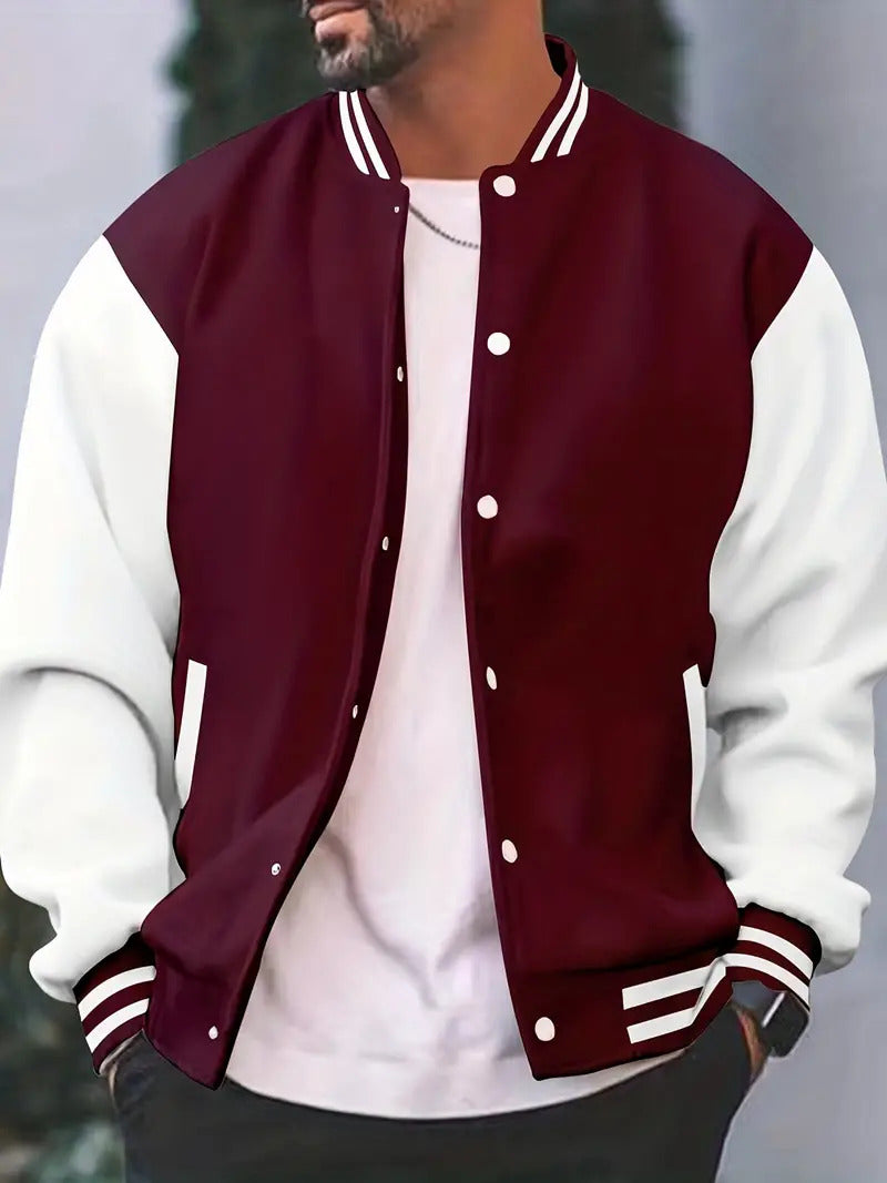 Men’s Two-Tone Varsity Jacket – Classic Street Style with Modern Comfort