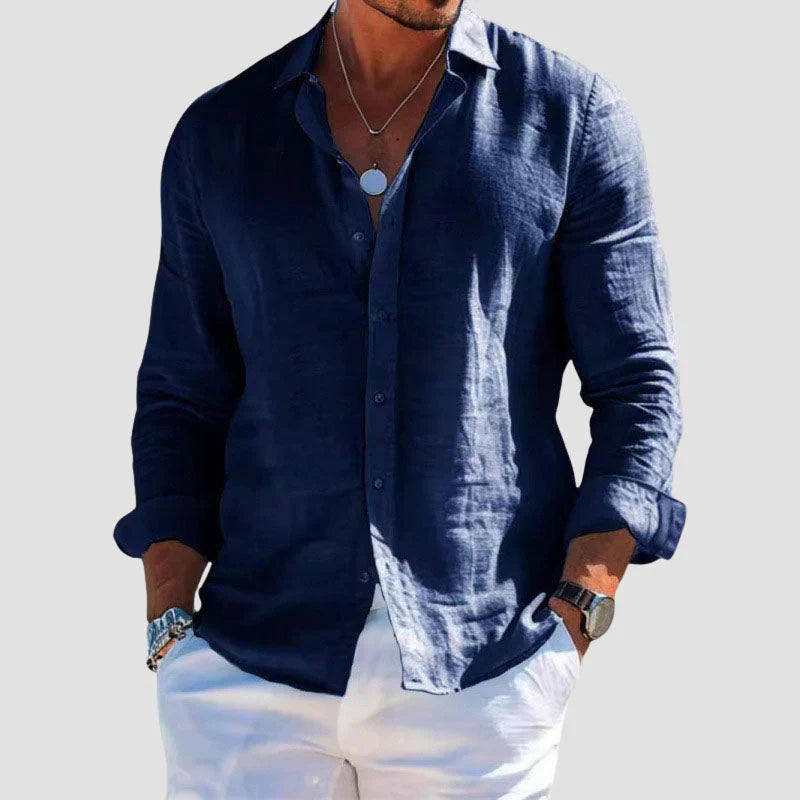 Relaxed Linen Long-Sleeve Shirt – Modern Smart-Casual Essential by Luxoo