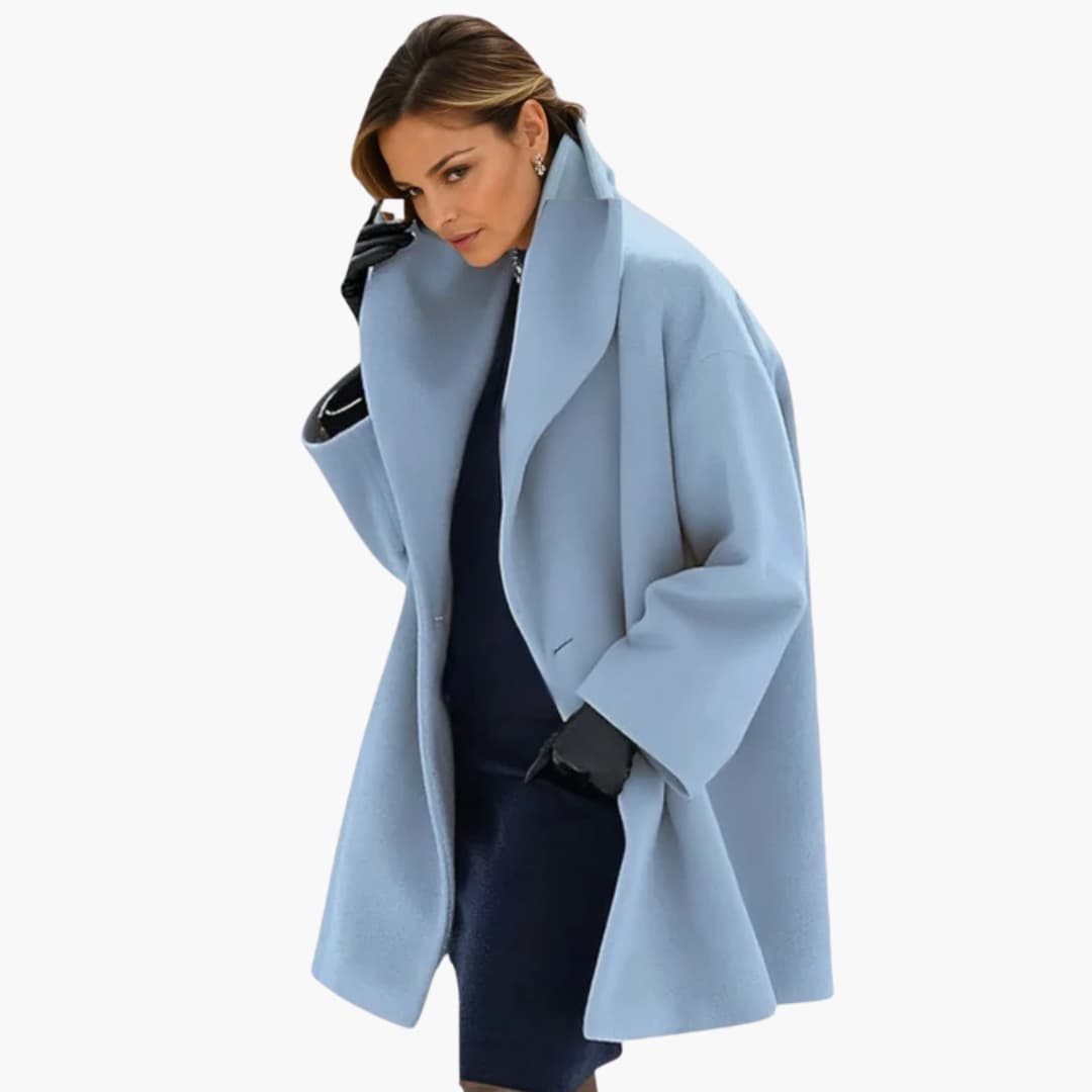 Women’s Oversized Wool-Blend Coat – Elegant Draped Winter Jacket