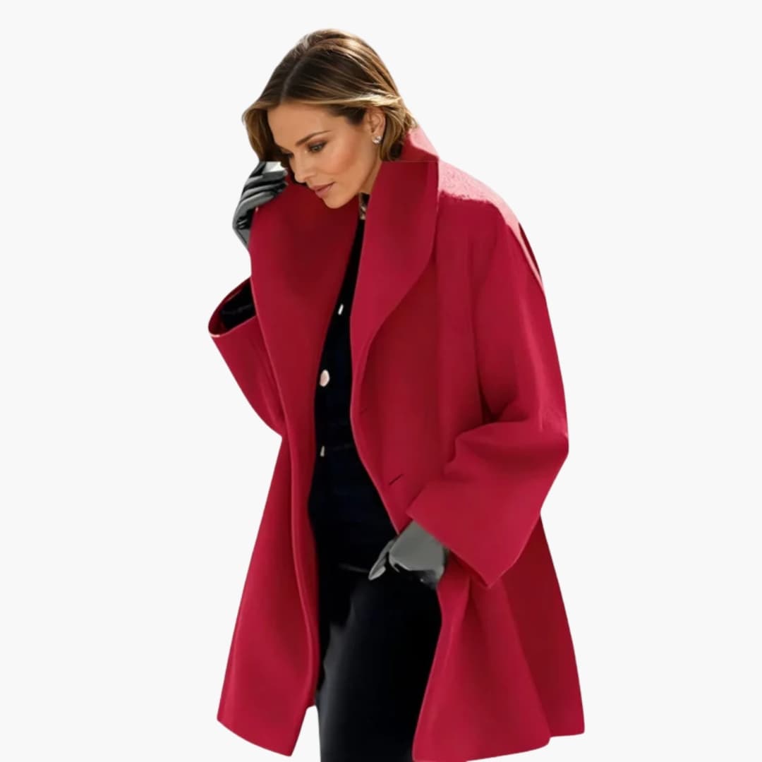 Women’s Oversized Wool-Blend Coat – Elegant Draped Winter Jacket