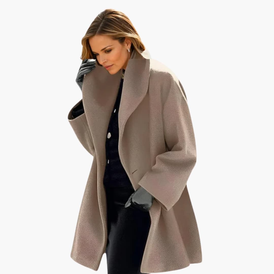 Women’s Oversized Wool-Blend Coat – Elegant Draped Winter Jacket