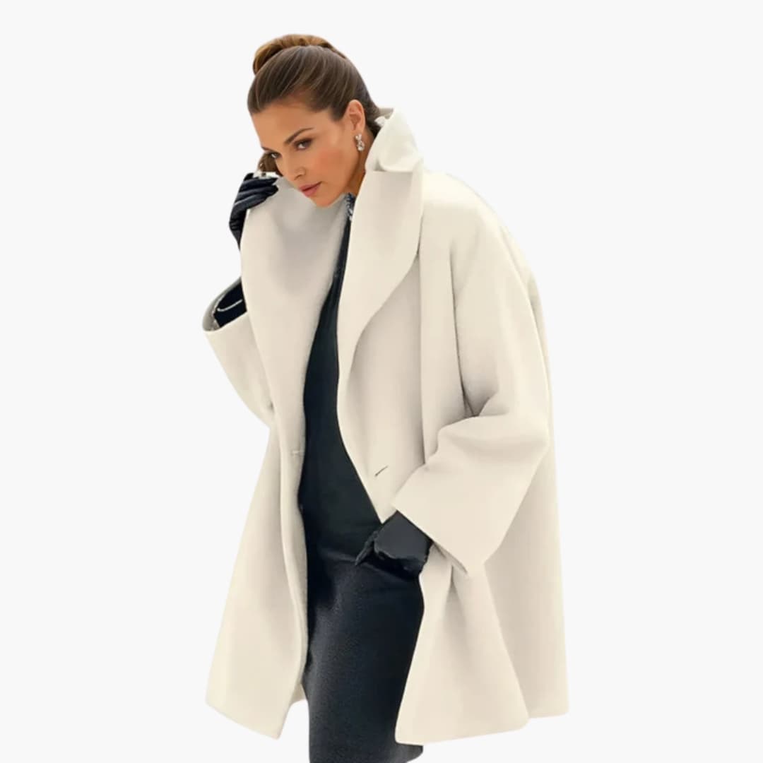 Women’s Oversized Wool-Blend Coat – Elegant Draped Winter Jacket