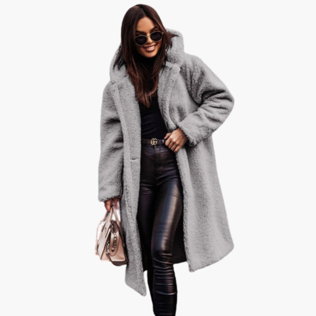 Women’s Long Teddy Coat – Soft Warm Hooded Winter Jacket