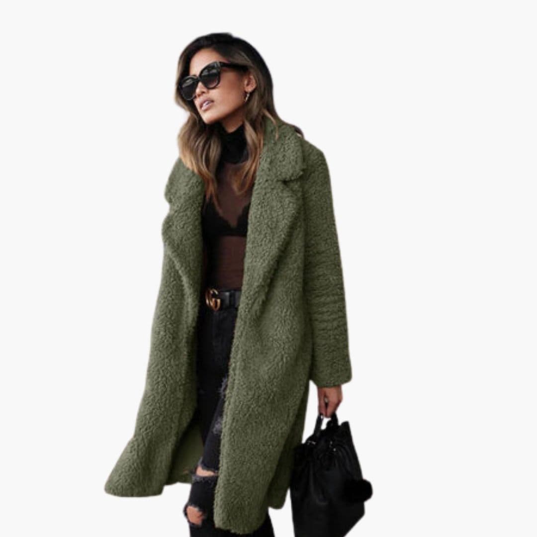 Women’s Long Teddy Coat – Soft Plush Winter Jacket