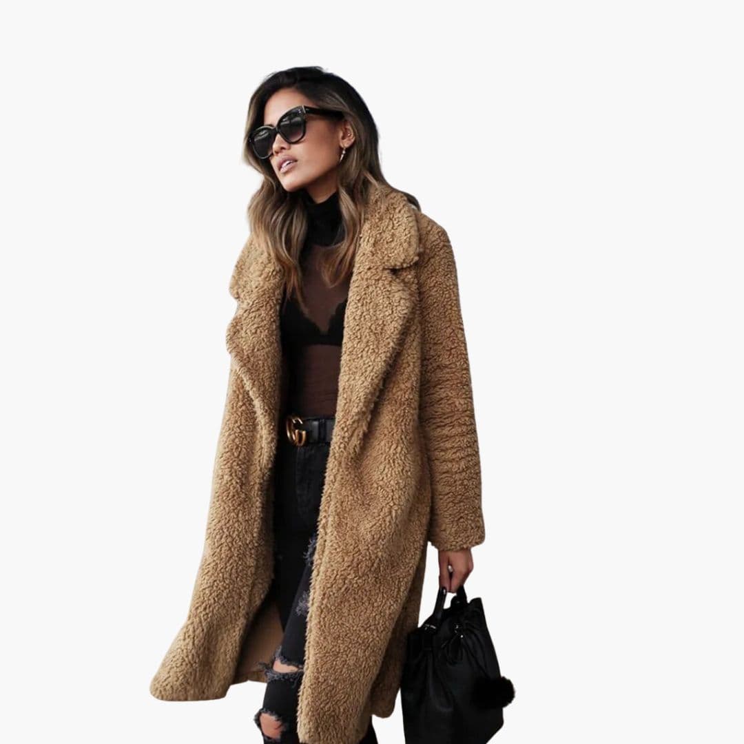 Women’s Long Teddy Coat – Soft Plush Winter Jacket