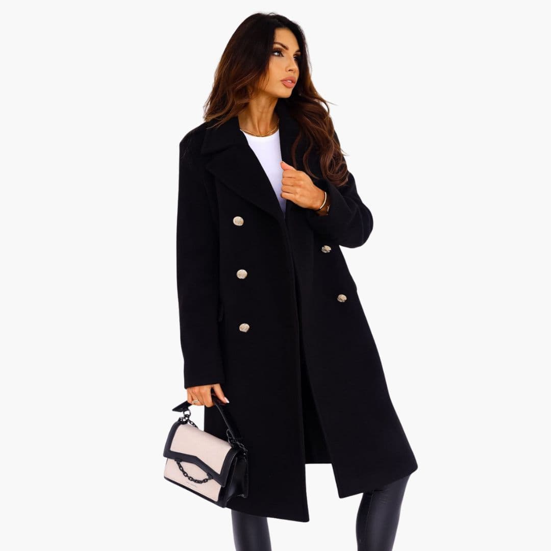 Women’s Luxury Double-Breasted Wool Coat – Long Elegant Winter Coat