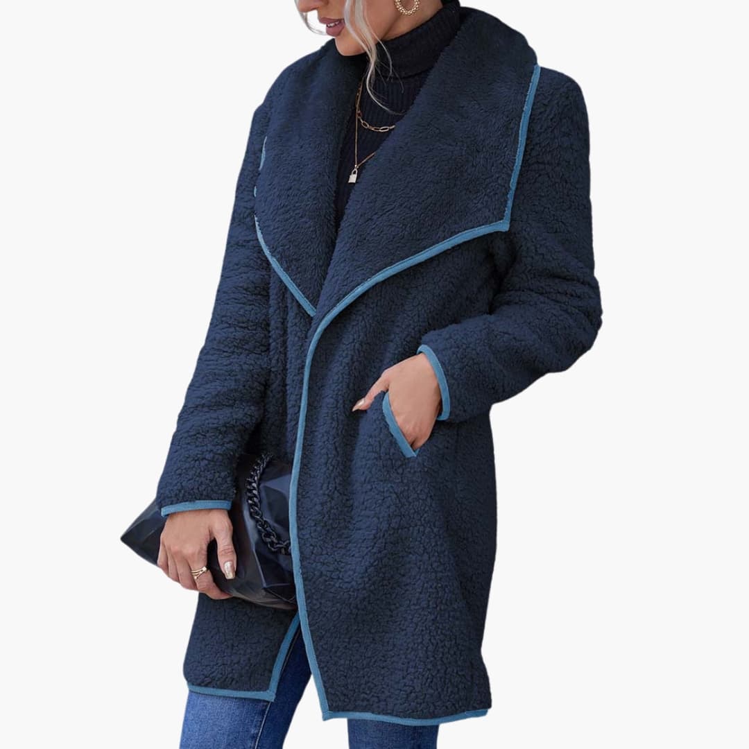 Women’s Soft Sherpa Open-Front Jacket – Cozy Teddy Coat