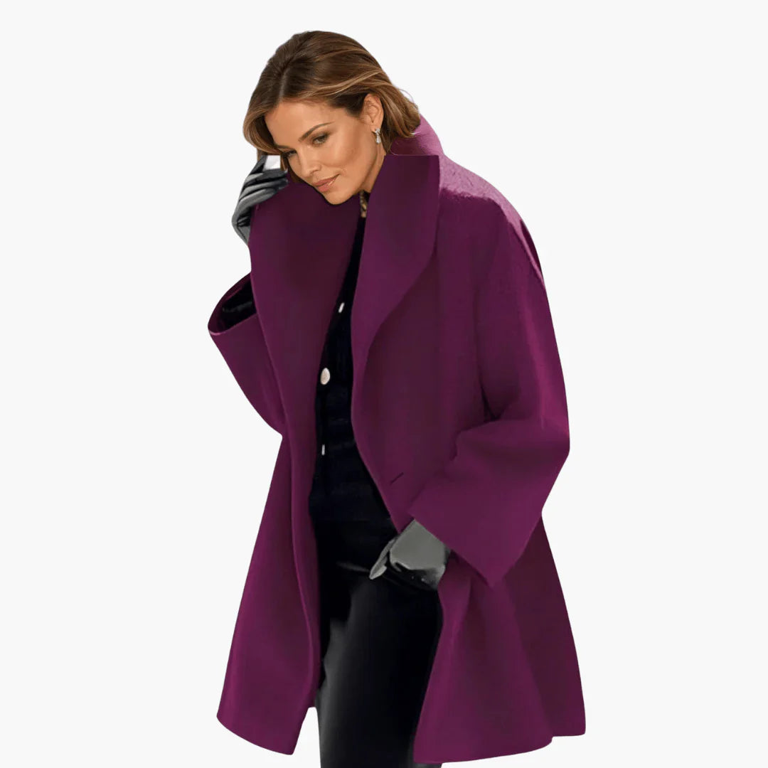 Women’s Oversized Wool-Blend Coat – Elegant Draped Winter Jacket