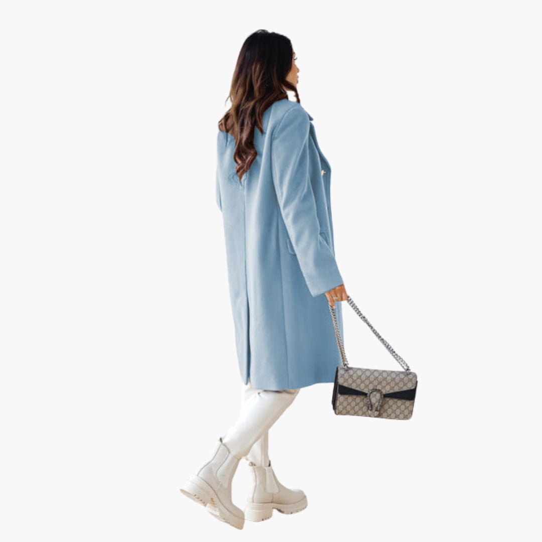 Women’s Double-Breasted Elegant Wool Coat – Premium Long Tailored Jacket