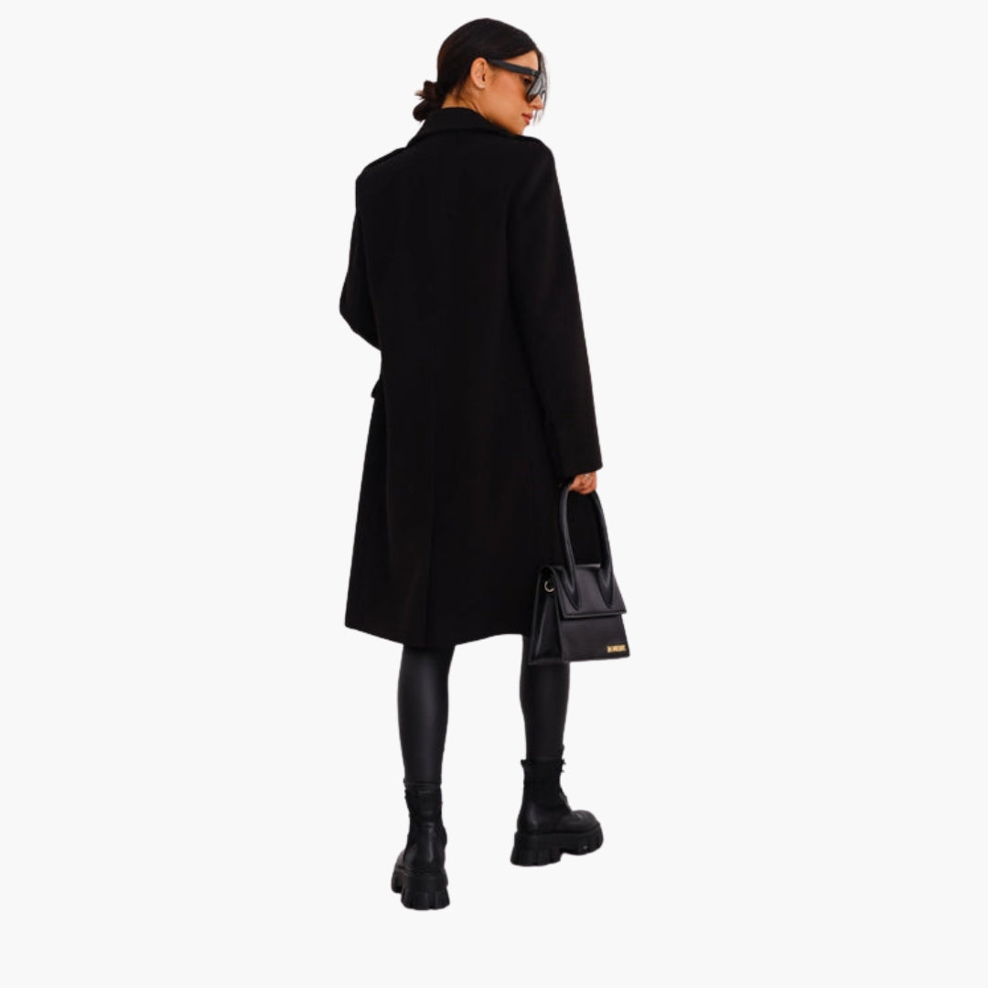 Women’s Double-Breasted Elegant Wool Coat – Premium Long Tailored Jacket