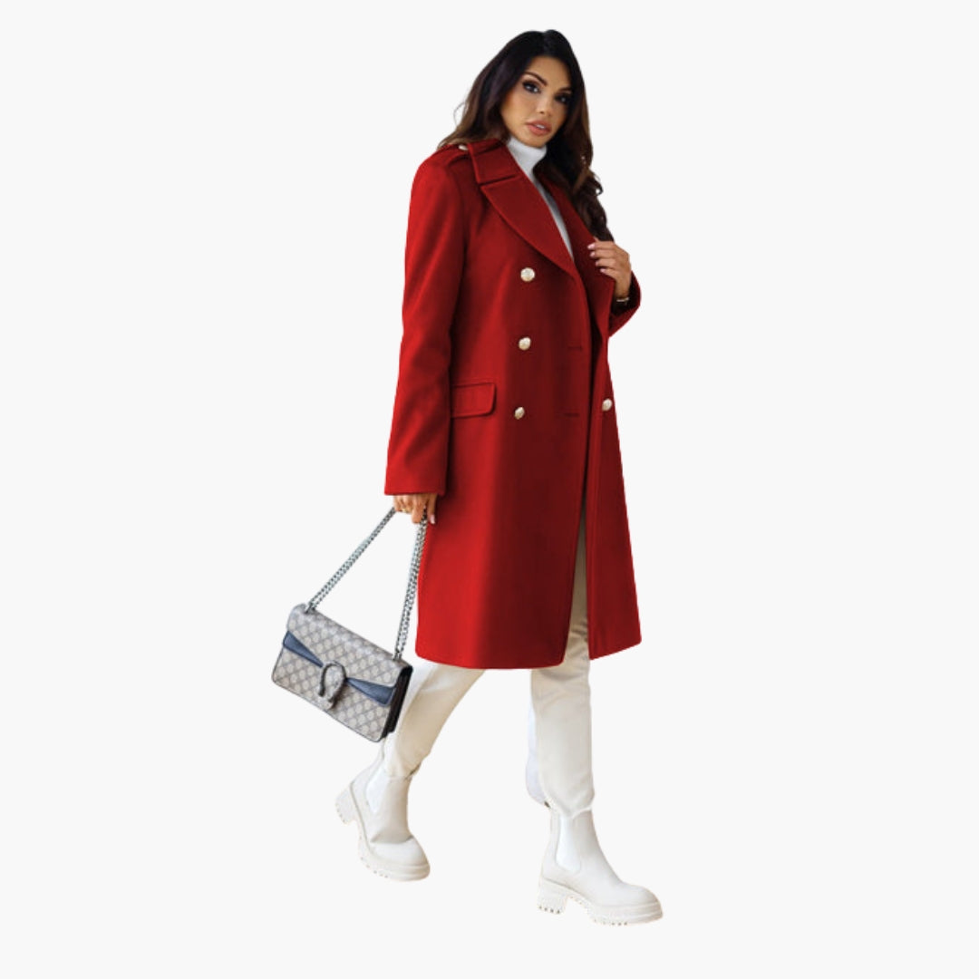 Women’s Double-Breasted Elegant Wool Coat – Premium Long Tailored Jacket