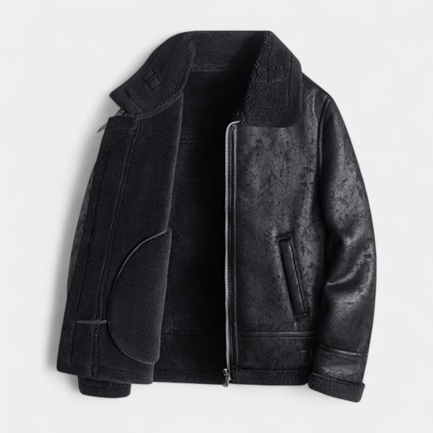 Men’s Faux Shearling Aviator Jacket – Warm, Premium Look & Winter-Ready