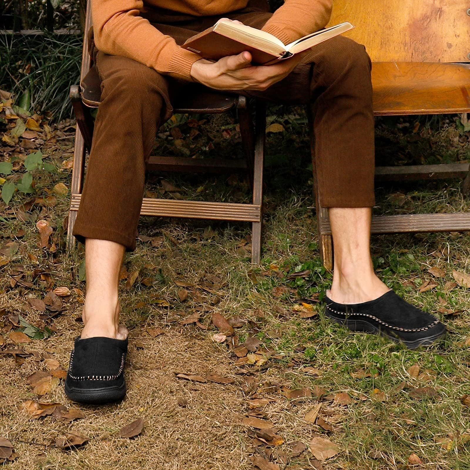 Men’s Premium Fleece-Lined Winter Slippers – Anti-Slip Comfort Mules