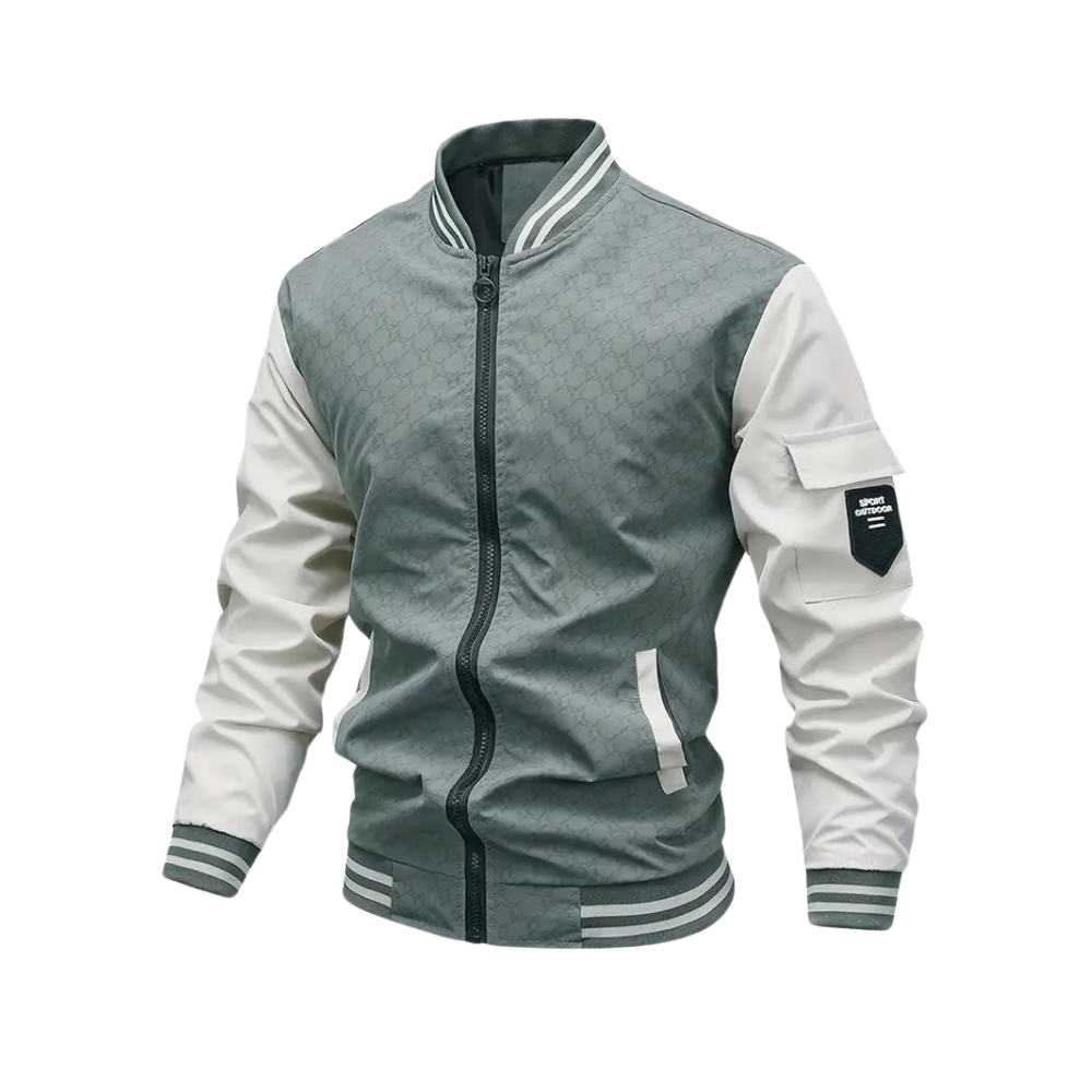 Men’s Contrast Varsity Bomber Jacket – Modern Streetwear Design