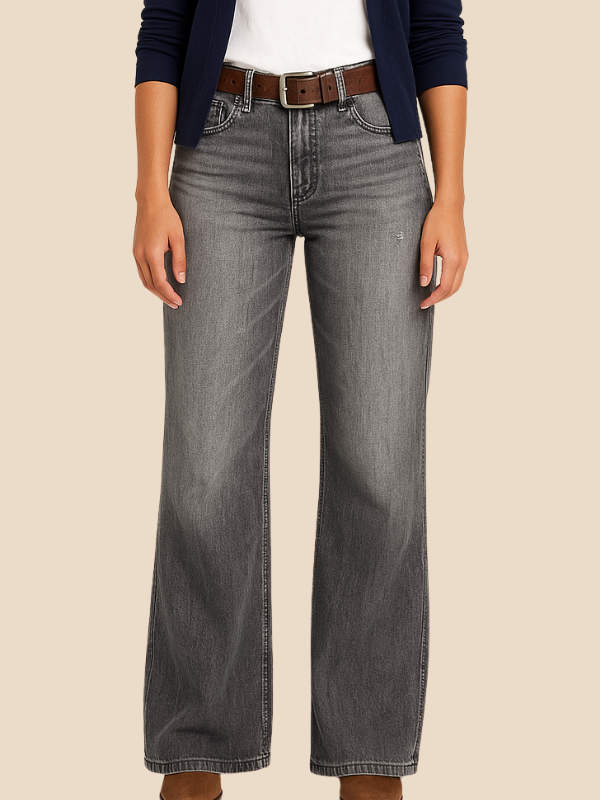 Women’s High-Waist Wide-Leg Jeans – Vintage Grey Denim