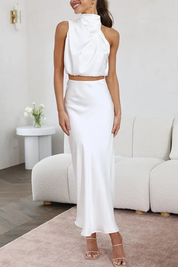 Women's Summer Two Piece Formal Set with Smooth Fabric