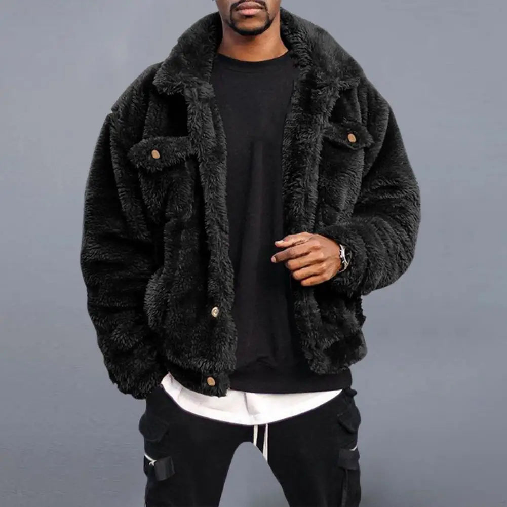 Men’s Luxe Faux Fur Street Jacket – Ultra-Soft Winter Comfort