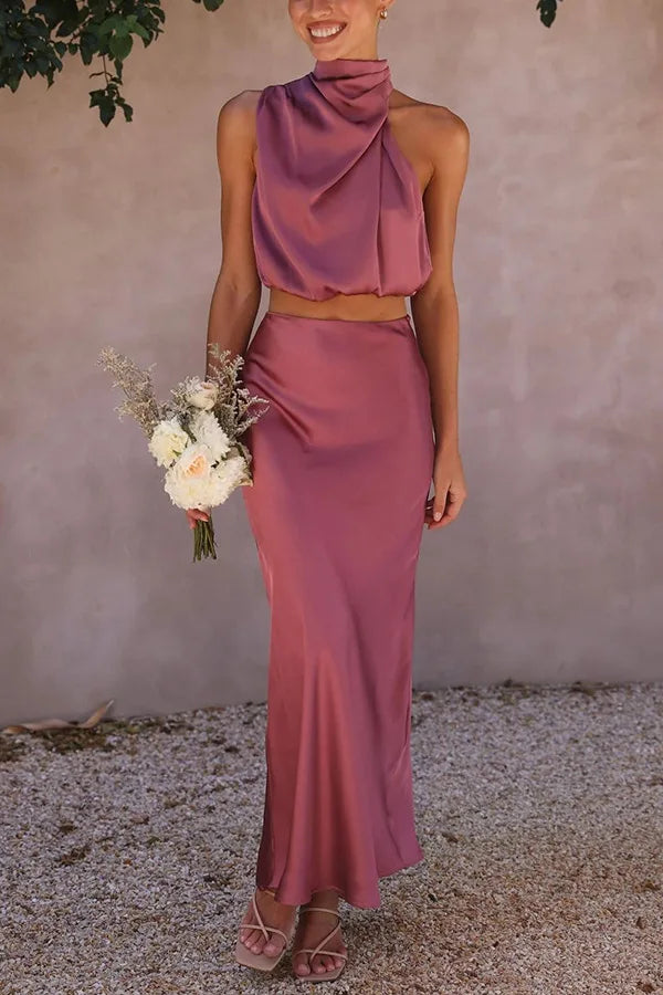 Women's Summer Two Piece Formal Set with Smooth Fabric